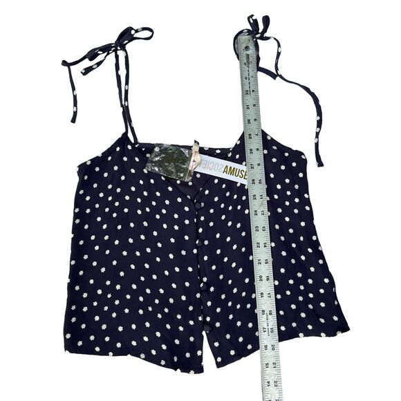 Amuse Society Sz XS Cami Crop Blue White Tie Strap Top Sara Outer Bnaks NWT READ - Picture 5 of 15